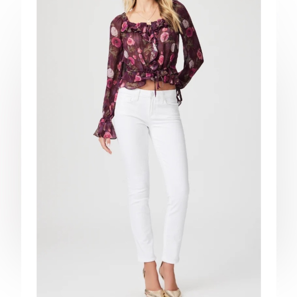PAIGE Skyline Ankle Peg Women's Optic White Skinny Jeans Sz 27 rise 8” - Picture 14 of 14